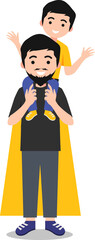 Father Carrying His Boy for Father's Day Celebration Illustration