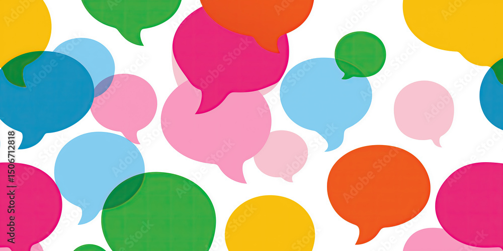 Poster banner with empty word bubbles for text