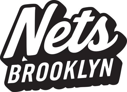 Sleek Brooklyn Nets logo highlighting team's iconic black and white branding, representing urban sports style and basketball passion