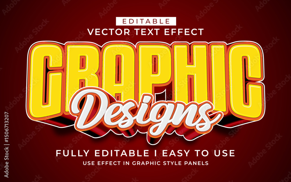 Poster 3d editable graphic design text effect typography style template