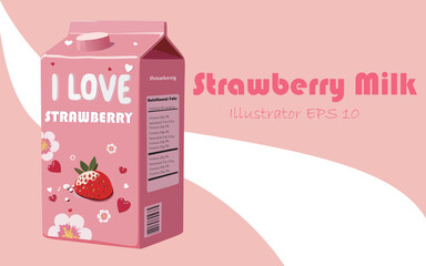 Strawberry milk packaging illustration advertising