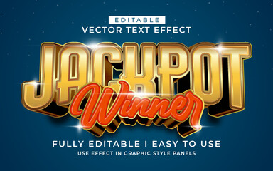 3d editable jackpot winner text effect typography style template
