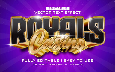 3d editable royal casino text effect typography style template
