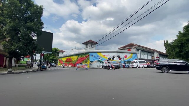 Garut, West Java, May 27, 2025, the situation in the center of Garut city with a mural depicting the identity of the city of Garut