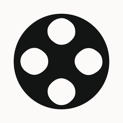 Fototapeta premium Film Reel Icon Simple Black and White Movie Symbol