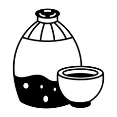 An icon of sake bottle drawn in sketchy style
