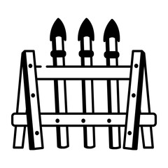A hand drawn style icon of weapon rack 
