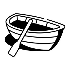 Drawing style icon depicting a rowboat 

