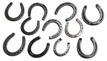 Set Of Horseshoe isolated on solid white background in Png format 