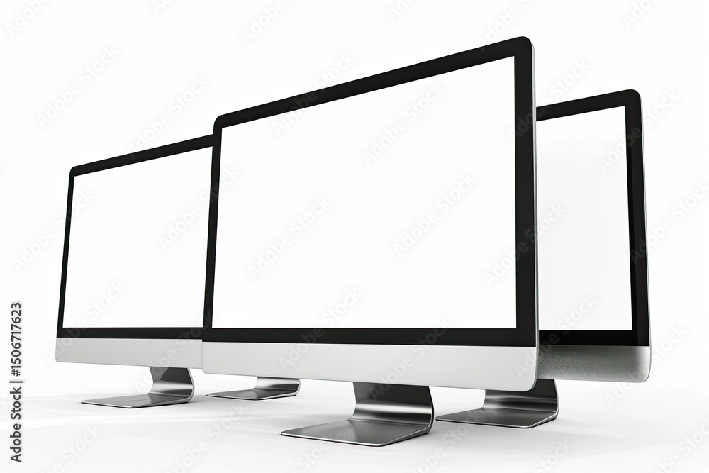 Poster Sharp Image of Close Up of Computers Against White Background