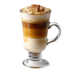Obraz premium Layered Coffee Drink with Whipped Cream in a Glass Mug