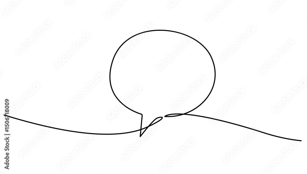 Poster speech bubble icon continuous one line vector drawing. bubble simple trendy line art drawing. commun