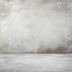 Textured grey concrete wall and floor, showing age and wear, creating a minimalist, empty room scene