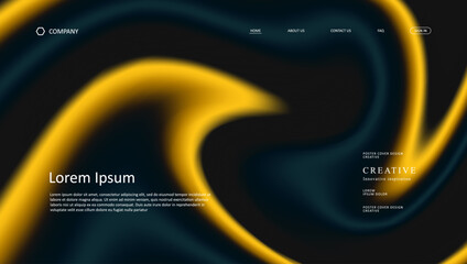 Abstract wave futuristic design of landing page. retro gradient mesh website design