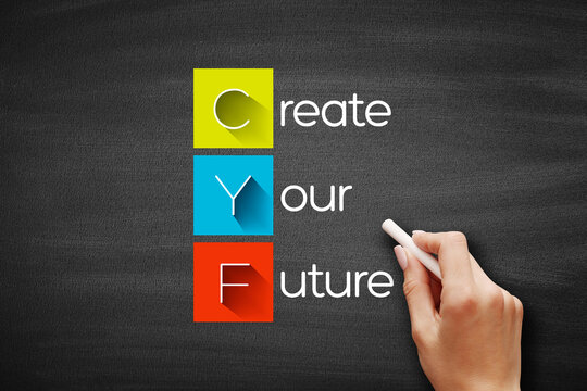 CYF - Create Your Future acronym, business concept on blackboard