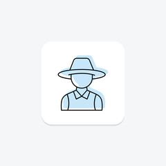Farmer In Straw Hat, vector, pixel perfect, illustrator file