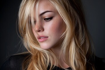 Fototapeta premium Striking fashion portrait of beautiful blonde lady