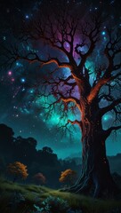  a towering tree-like being with glowing