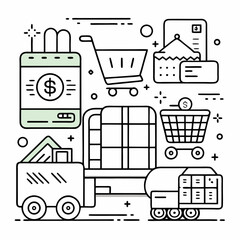 shopping cart icons set