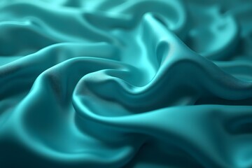Obraz premium Silk Cloth Background, Teal Satin Abstract Waving Fabric Texture