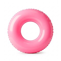 A pink inflatable swim ring isolated on a white