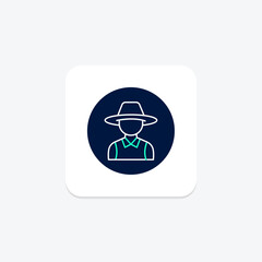 Farmer In Straw Hat, vector, pixel perfect, illustrator file