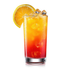 Tequila Sunrise Cocktail with Orange Slice in Tall Glass
