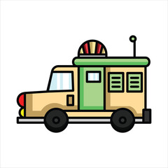 Colored Food Truck Illustration