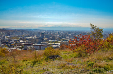 Naklejka na ściany i meble Kentron district scenic view from Victory Park (Yerevan, Armenia) 