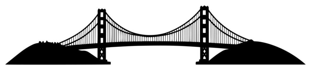 suspension bridge over hills black silhouette design