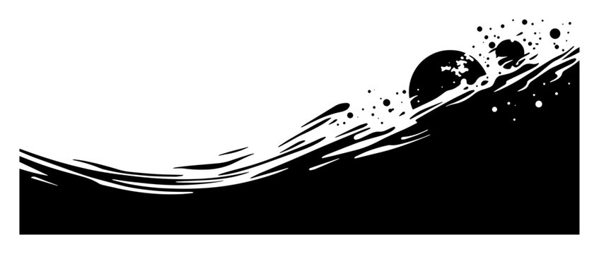 planet wave stroke with ink splash silhouette shape bold and clean vector illustration