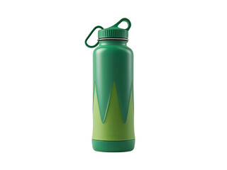 A reusable water bottle with green accents