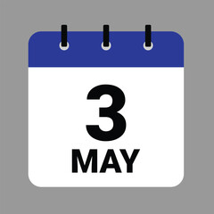May 3 - Daily Calendar Icon - White Background