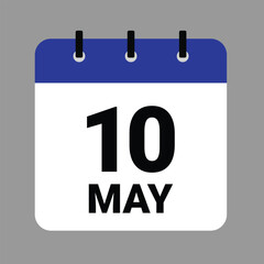May 10 - Daily Calendar Icon - White Background