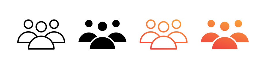 Group Multi Style Icon Set Vector 