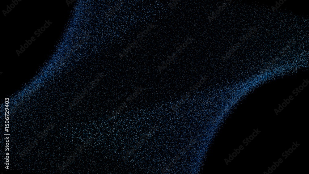 Poster futuristic black and blue modern particle wave vortex tunnel 3d dust render illustration background 