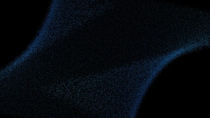 Futuristic black and blue modern particle wave vortex tunnel 3D dust render illustration background concept
