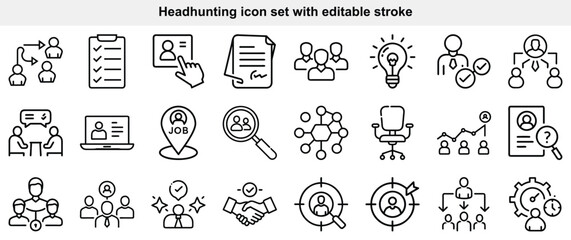 Executive Headhunting and Recruitment Line Icons