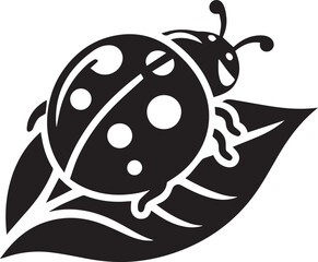 Minimalist Ladybug Silhouette Vector with Eight White Spots – Insect Illustration