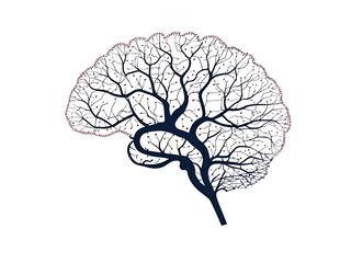 An abstract neuron network forming a brain silhouette