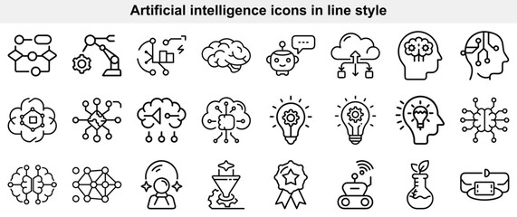 Fototapeta premium Artificial Intelligence Technology Machine Learning Icons