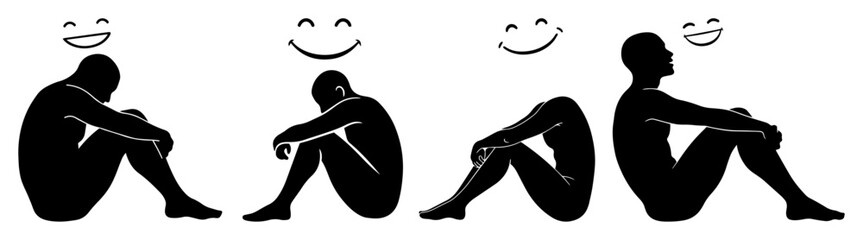 mental health progress with smile icons – emotional growth vector