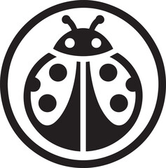 Minimalist Ladybug Silhouette Vector with Eight White Spots – Insect Illustration