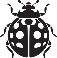 Minimalist Ladybug Silhouette Vector with Eight White Spots – Insect Illustration