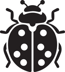 Minimalist Ladybug Silhouette Vector with Eight White Spots – Insect Illustration