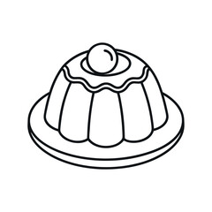 Flan Food Line Art Vector Illustration