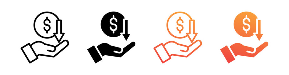 Economic Crisis Multi Style Icon Set Vector 