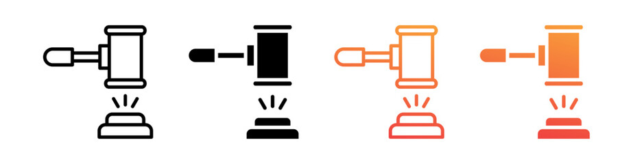 Auction Multi Style Icon Set Vector 