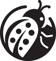 Minimalist Ladybug Silhouette Vector with Eight White Spots – Insect Illustration