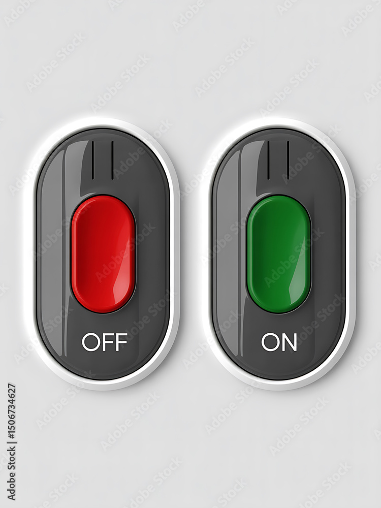 Poster red and green toggle switches on and off buttons modern design